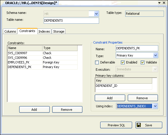 Как отключить constraint oracle