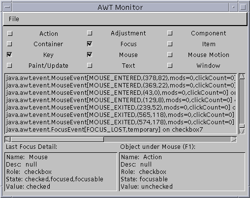 Snap shot of AWT Monitor in action.