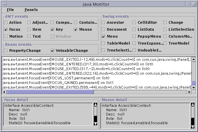 Snap shot of Java Monitor in action.
