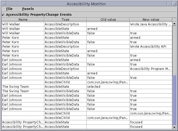 Snap shot of Accessibility Monitor in action.