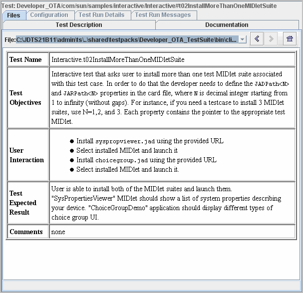 Test Class and Case Comment Blocks