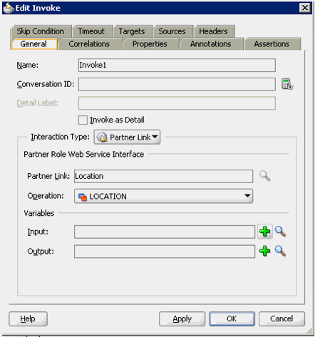 Edit Invoke dialog box