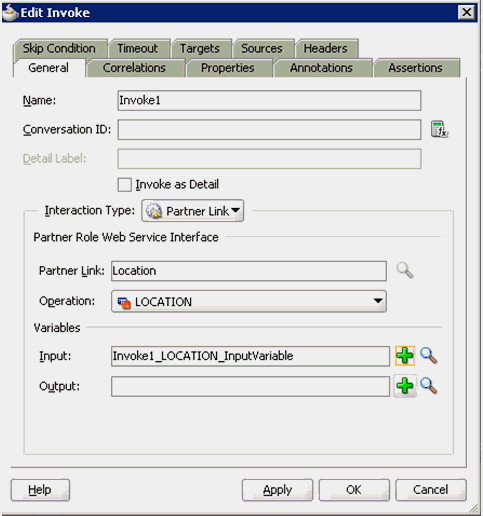 Edit Invoke dialog box