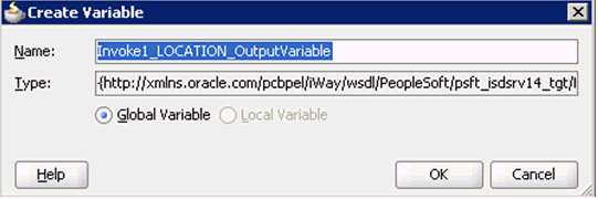 Create Variable dialog box