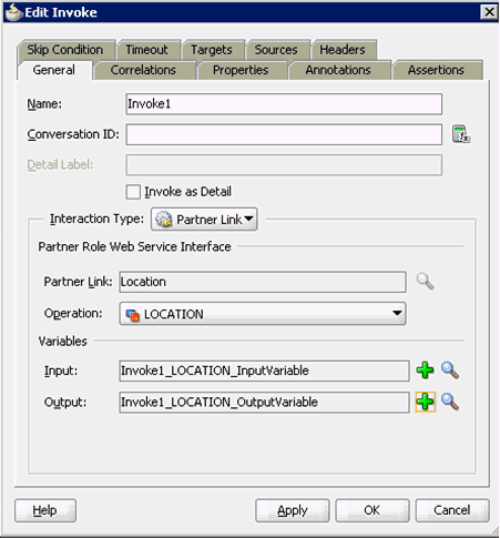 Edit Invoke dialog box