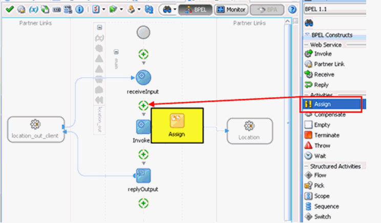 Oracle JDeveloper workspace area