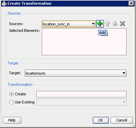 Create Transformation dialog