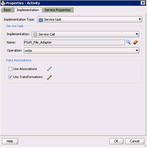 Properties - Activity dialog