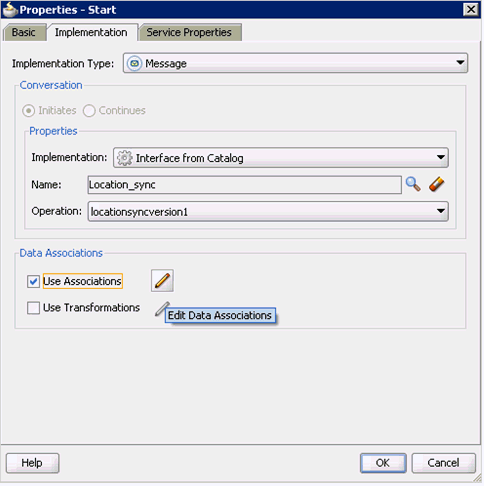 Properties - Start dialog