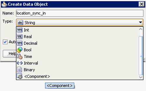 Create Data Object dialog