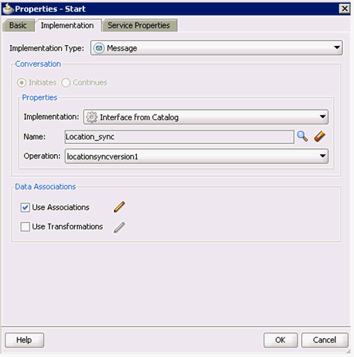 Properties - Start dialog