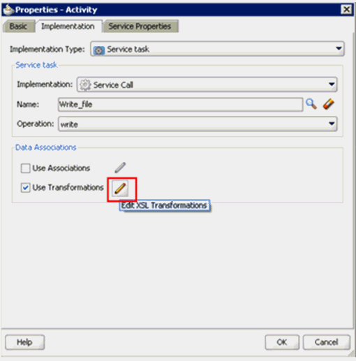 Properties - ServiceTask1 dialog