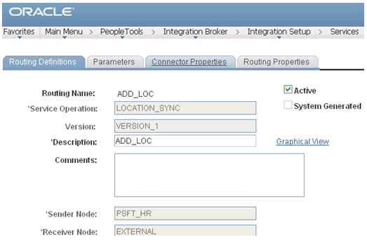 Connector Properties tab