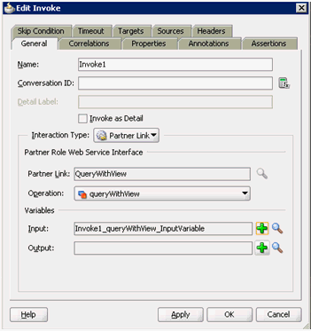 Edit Invoke dialog box