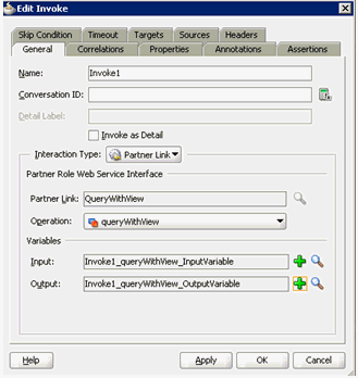 Edit Invoke dialog box