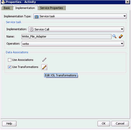 Properties - Activity dialog