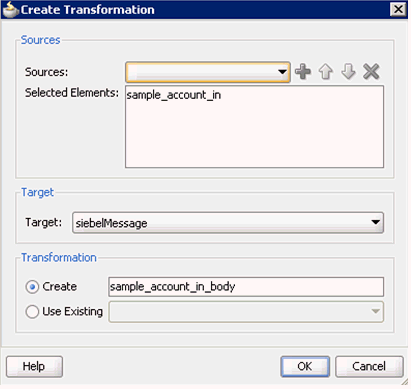 Create Transformation dialog