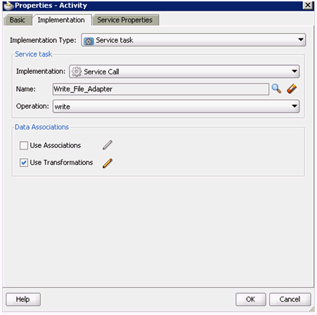 Properties - Activity dialog