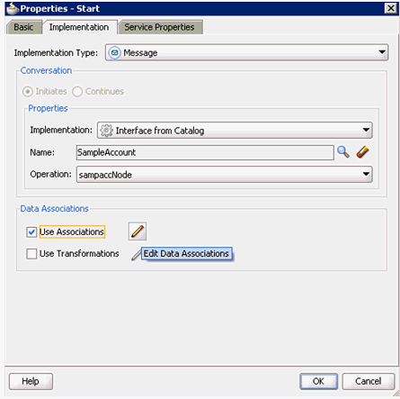 Properties - Start dialog