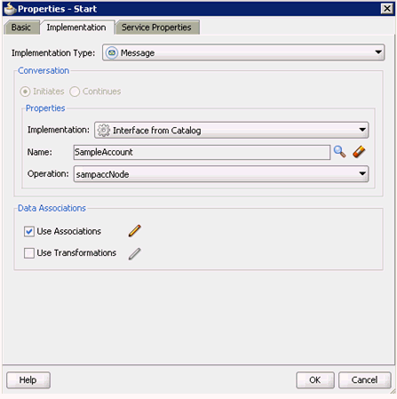 Properties - Start dialog