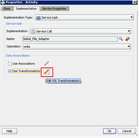 Properties - ServiceTask1 dialog