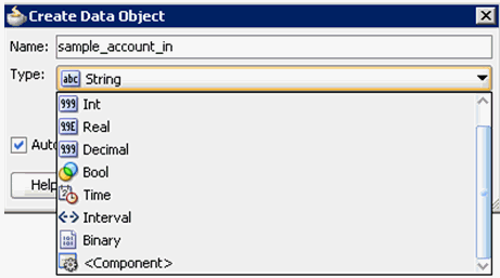 Create Data Object Dialog