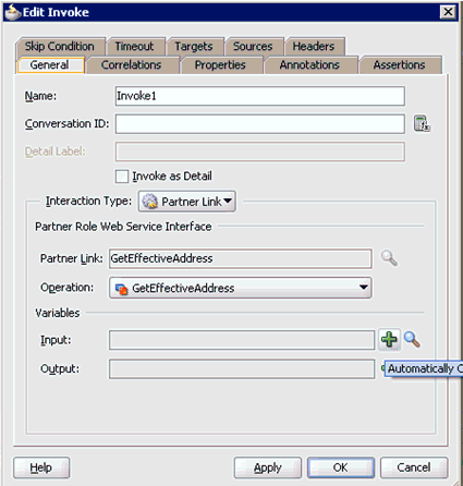Edit Invoke dialog box
