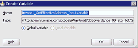 Create Variable dialog box