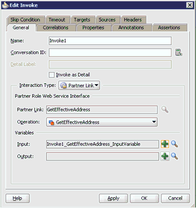 Edit Invoke dialog box