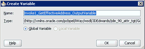 Create Variable dialog box