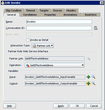 Edit Invoke dialog box