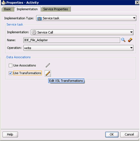 Properties - Activity dialog