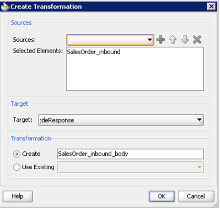 Transformation dialog