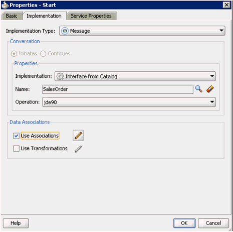 Properties - Start dialog