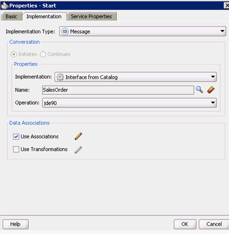 Properties - Start dialog
