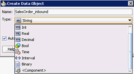 Create Data Object dialog