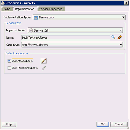Properties - Activity dialog