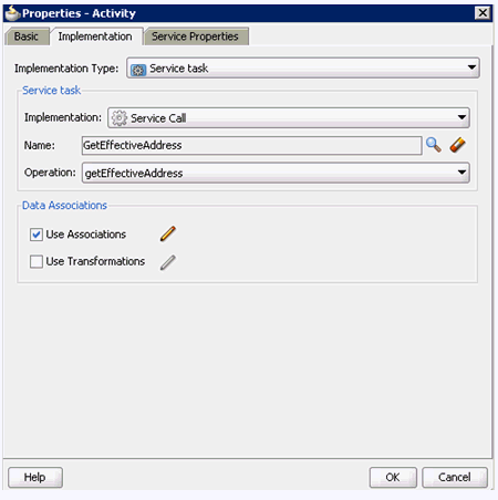 Properties - Activity dialog