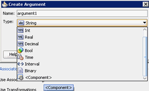 Create Argument dialog