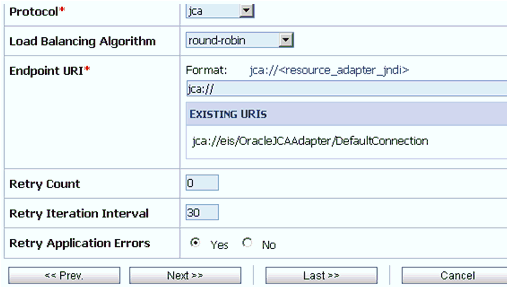 Transport Configuration page