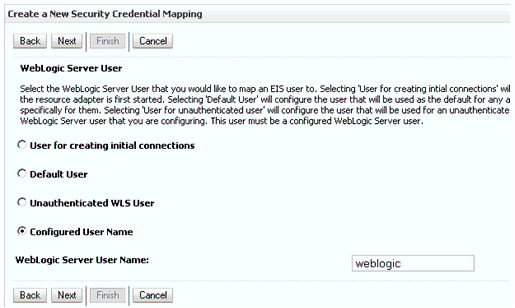 WebLogic Server User page