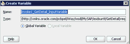 Create Variable dialog box