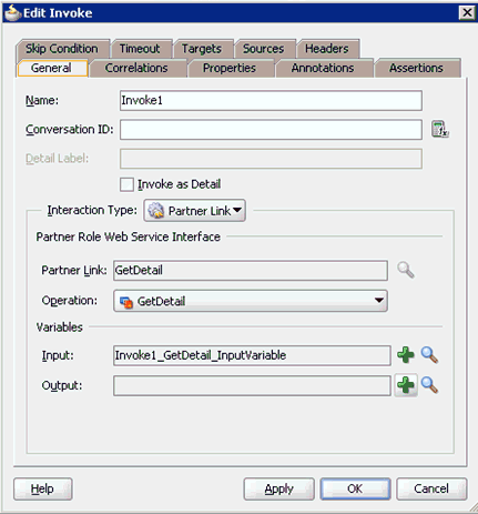 Edit Invoke dialog box