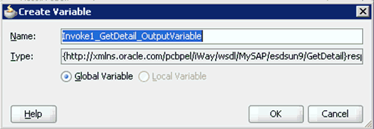 Create Variable dialog box