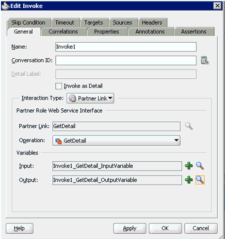 Edit Invoke dialog box