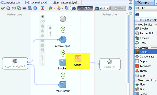 Oracle JDeveloper workspace area