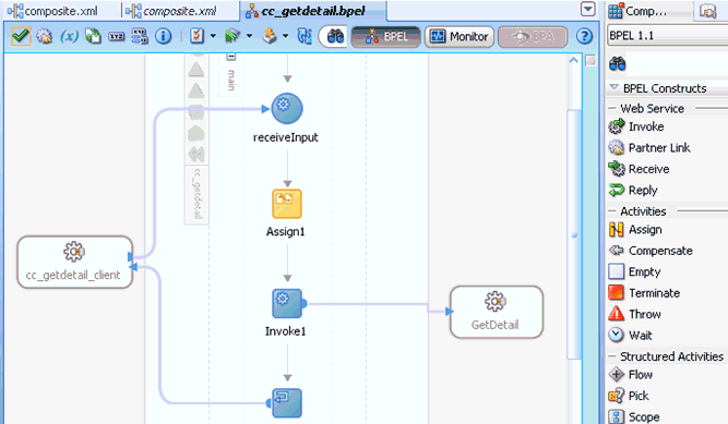 Oracle JDeveloper workspace area