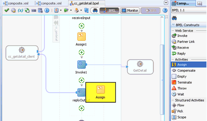 Oracle JDeveloper workspace area