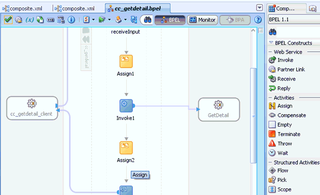 Oracle JDeveloper workspace area