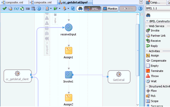 Oracle JDeveloper workspace area